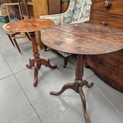 Lot 1183 - Two 19th-century mahogany tripod tables