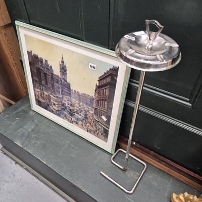 Lot 1193 - An art deco chrome ashtray and a print