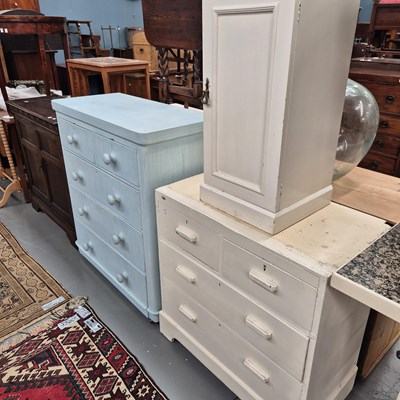 Lot 1008 - Two painted chest of drawers and a cabinet