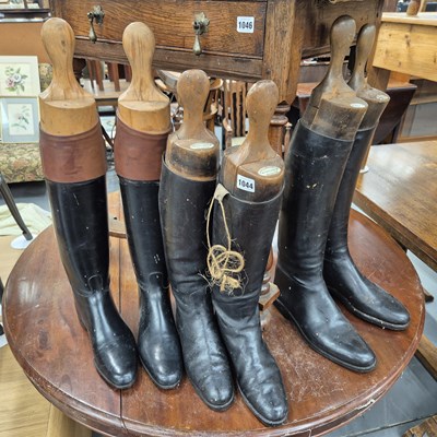 Lot 1044 - Three pairs of Vintage riding boots