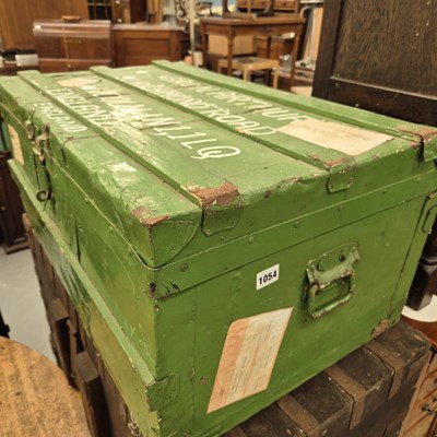 Lot 1054 - A painted green cabin trunk