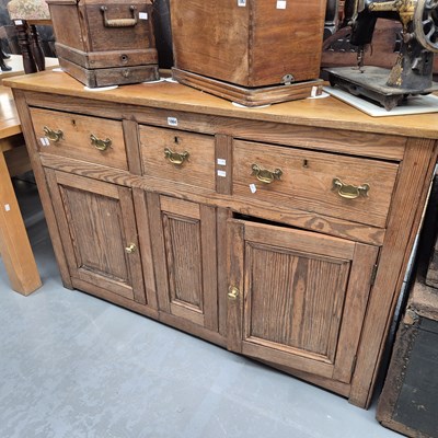 Lot 1064 - An antique pitch pine dresser base