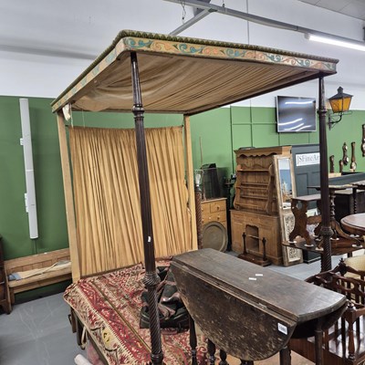 Lot 1077 - A 19th-century four-poster bed. H 263 W 155 D...