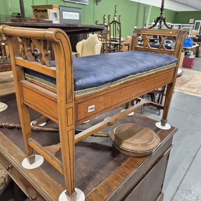 Lot 1085 - An inlaid satinwood duet/ dressing stool. H 66...