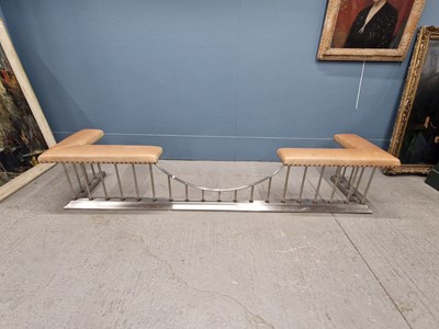 Lot 371 - A steel club fender with brown leather seats...