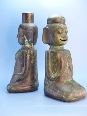 Lot 373 - A pair of oriental (Chinese) bronze kneeling...