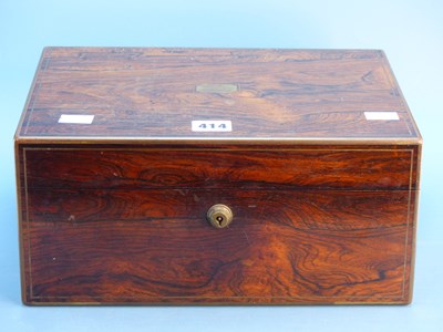 Lot 414 - A brass edged rosewood humidor with a Bramah...