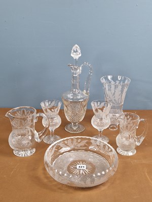 Lot 421 - A suite of Edinburgh Crystal thistle engraved...