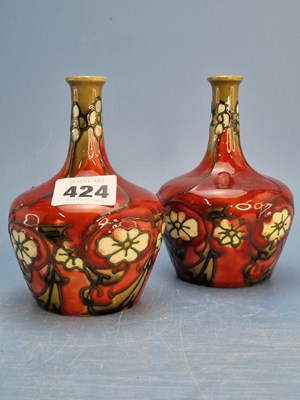 Lot 424 - A pair of Minton secessionist bottle vases...