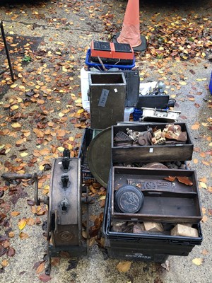 Lot 646 - A vintage knife cleaner, early oil can,...