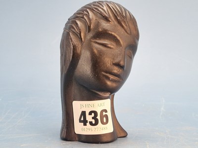 Lot 436 - An Art Deco basalt head of a lady, inscribed...