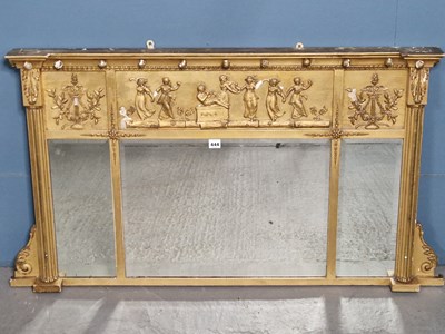 Lot 444 - A Regency gilt framed three plate mirror, the...
