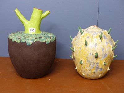 Lot 450 - A studio pottery ornament, the blue splashed...