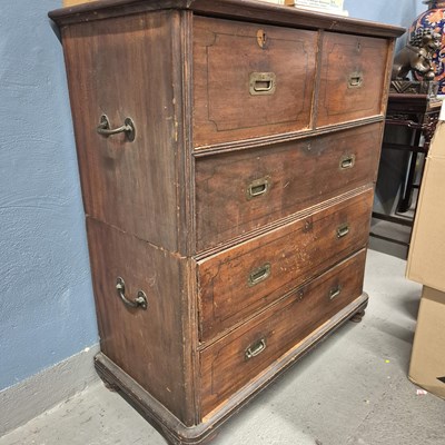 Lot 456 - A 19th century brass bound camphor wood two...