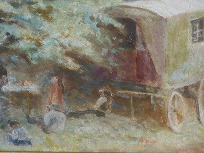 Lot 462 - Early 20th century school, a gipsy encampment,...