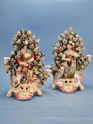 Lot 465 - A pair of 18th century Derby bocages groups,...