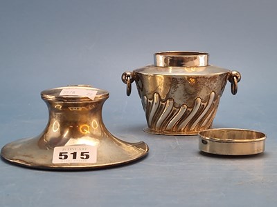 Lot 515 - A silver capstan inkwell, Birmingham 1904,...