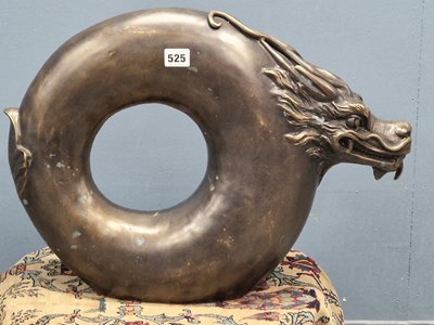 Lot 525 - A Chinese bronze ring form dragon.   Dia. 39cms.