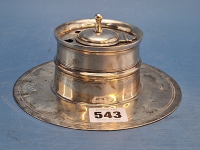 Lot 543 - A silver inkwell by John Goffe & Son,...