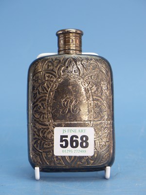 Lot 568 - A silver hip flask with removeable cup by...