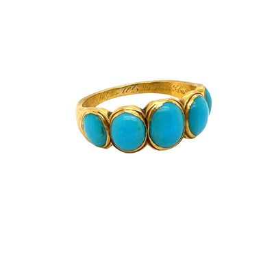Lot 5 - An antique turquoise and gold graduated half...