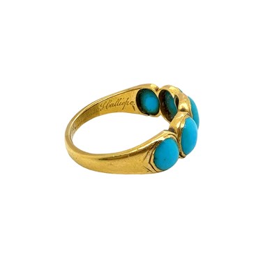 Lot 5 - An antique turquoise and gold graduated half...