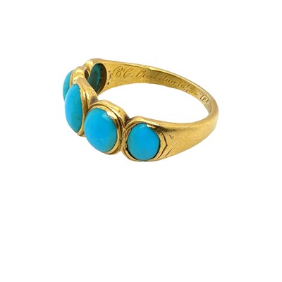 Lot 5 - An antique turquoise and gold graduated half...