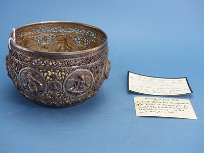 Lot 572 - An Indian silver pierced figural bowl given by...