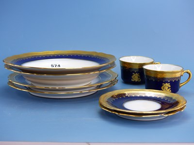 Lot 574 - Royal blue and gilt Limoges porcelain...