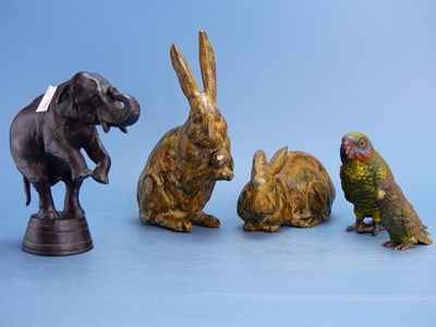 Lot 582 - A black patinated copper figure of an elephant....