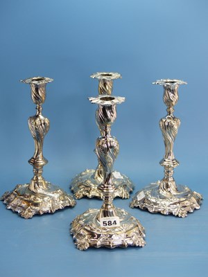 Lot 584 - A set of four George III style plate on copper...