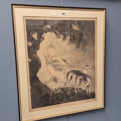 Lot 587 - By and after Louis Icart (1888-1950), a girl...