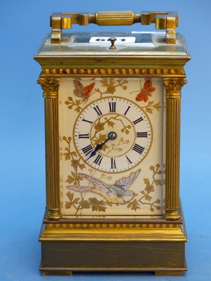 Lot 601 - A 19th century French carriage clock striking...