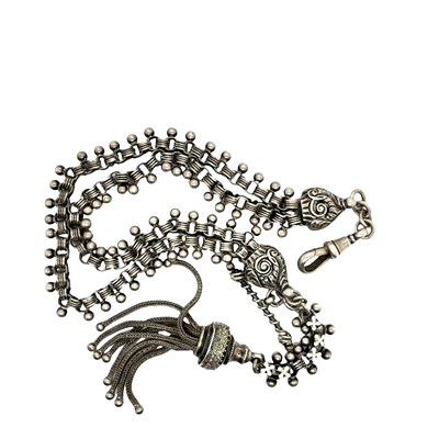 Lot 17 - An antique Victorian silver double-strand...