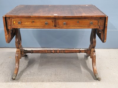 Lot 612 - A 19th century ebony line inlaid rosewood sofa...