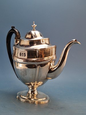 Lot 615 - A George III silver coffee pot, London 1803,...