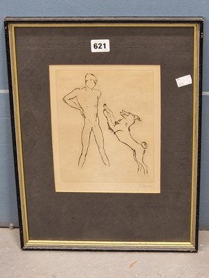 Lot 621 - 20th century school, horses together with male...