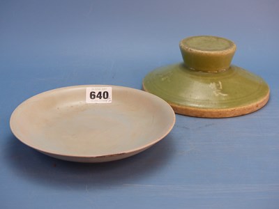 Lot 640 - A Chinese lavender blue glazed plate. Dia....