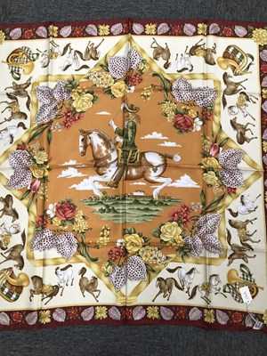 Lot 150a - A Salvatore Ferragamo silk horse print scarf
