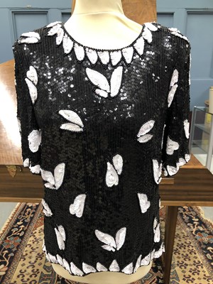 Lot 129 - Clothing - A Frank Usher silk black and white...