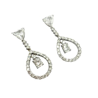 Lot 44 - Pair of 18ct white gold hallmarked,...