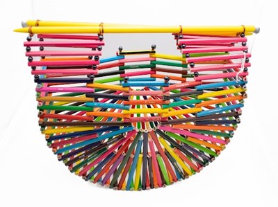 Lot 106 - Wicker-style basket bag made from repurposed...