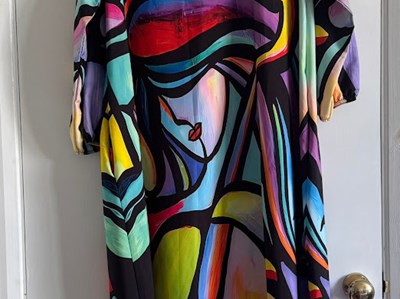Lot 115 - Painterly style geometric print dress, size 10-...