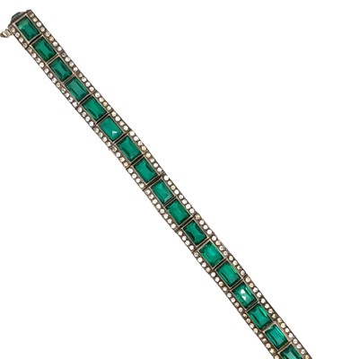 Lot 66 - An Art Deco green and white paste set, panel...