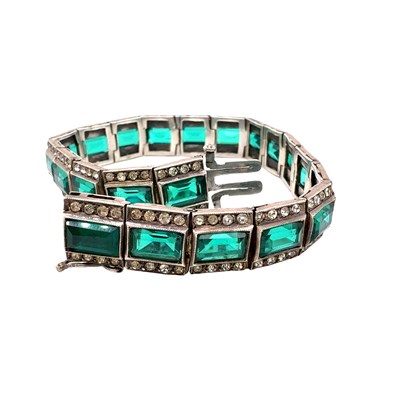 Lot 66 - An Art Deco green and white paste set, panel...