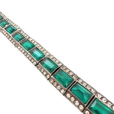 Lot 66 - An Art Deco green and white paste set, panel...