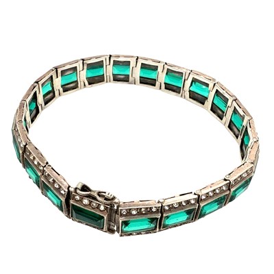 Lot 66 - An Art Deco green and white paste set, panel...