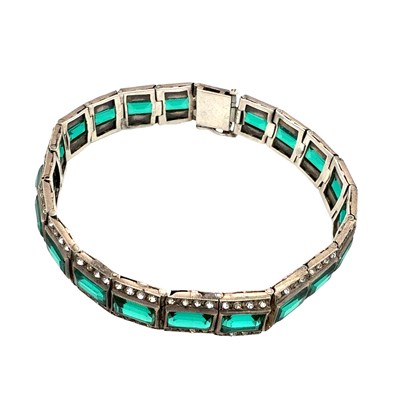 Lot 66 - An Art Deco green and white paste set, panel...