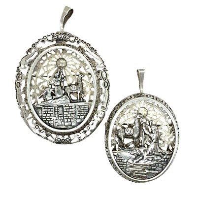 Lot 67 - Two antique folk-art style religious pendants....