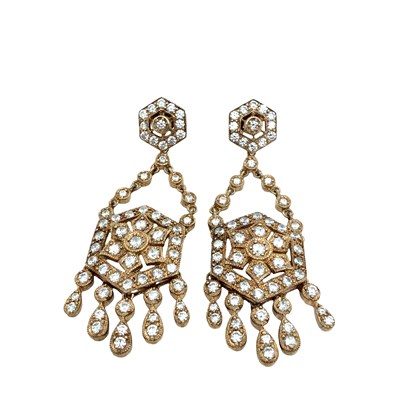 Lot 83 - A pair of rose-gold, gilt silver and cubic...